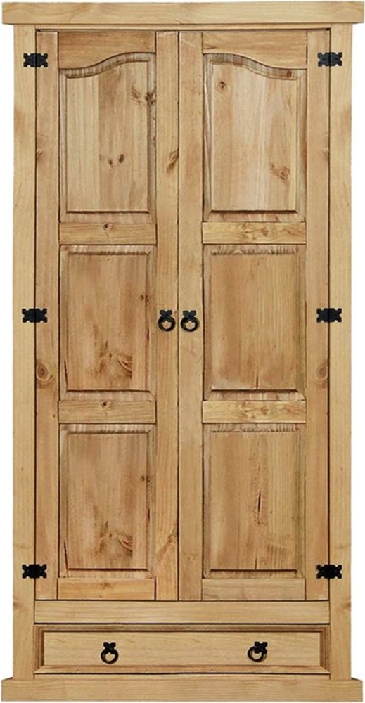 Kleiderschrank 102 x 205 x 56 cm Kiefer Natur Bild 1