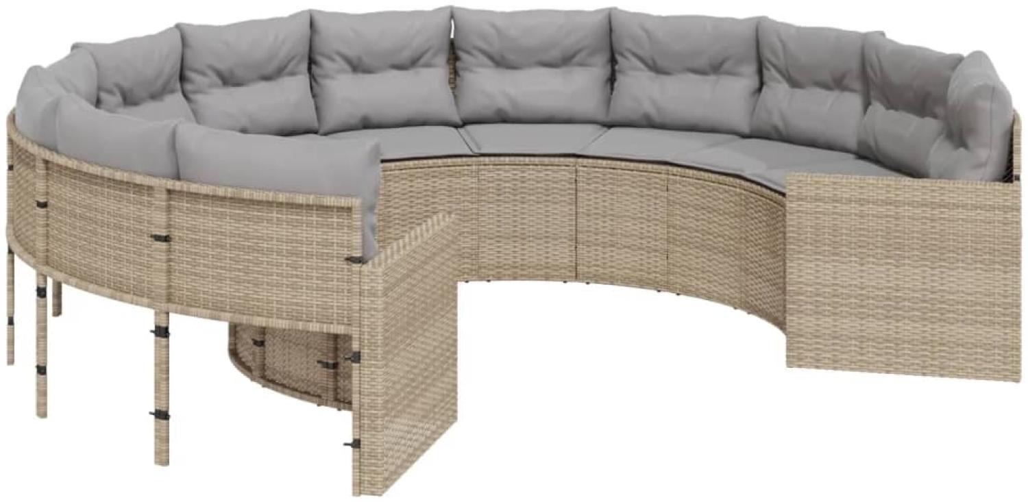 vidaXL Gartensofa mit Kissen Rund Beige Poly-Rattan 3318533 Bild 1