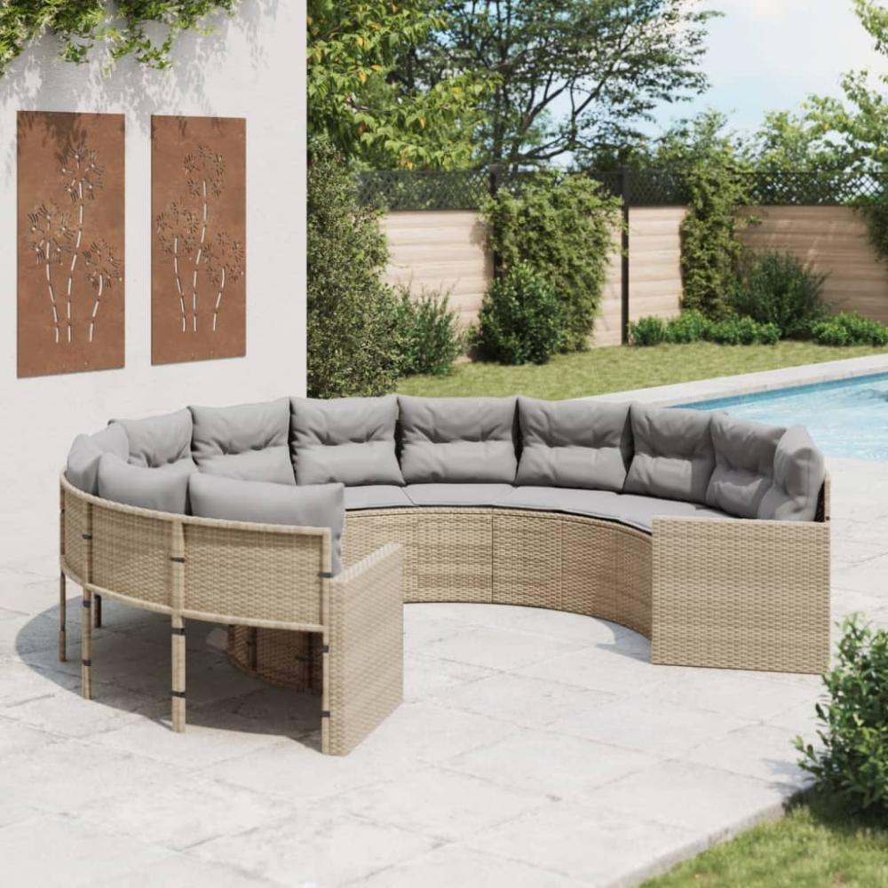 vidaXL Gartensofa mit Kissen Rund Beige Poly-Rattan 3318533 Bild 1