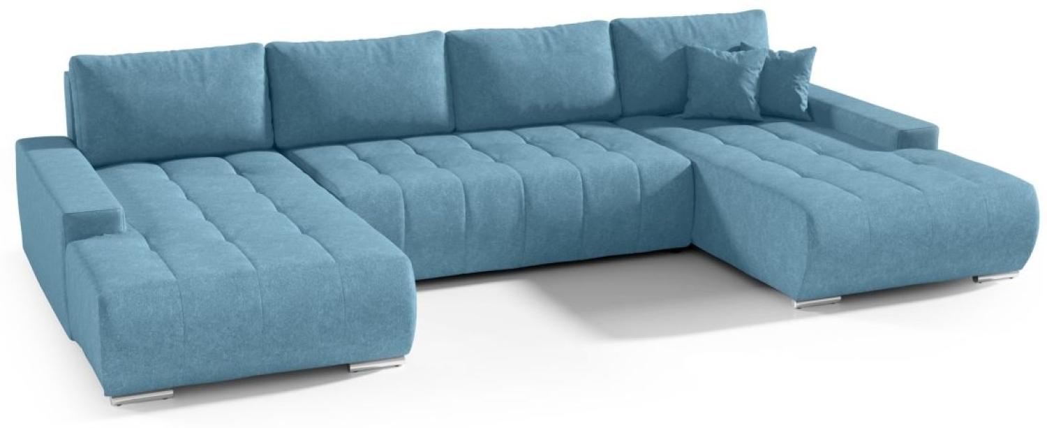 Wohnlandschaft Sofa mit Schlaffunktion VOGAR Stoff Aston Lichtblau Bild 1