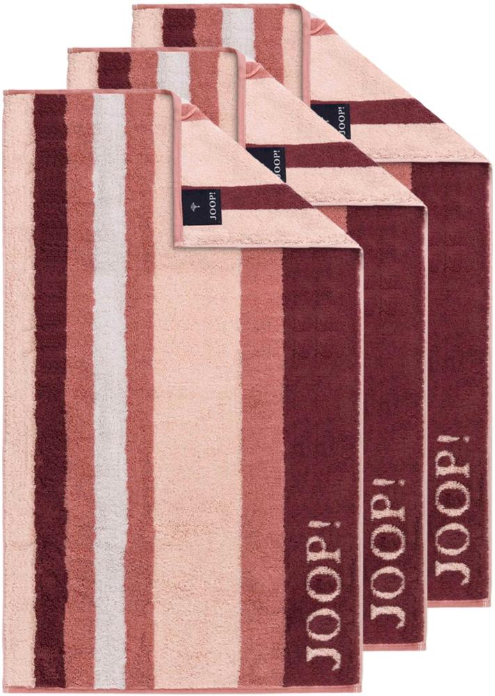 JOOP! Gästetuch, 3er Pack - Vibe, 30x50 cm, Walkfrottier, Baumwolle, Streifen Rosa Bild 1