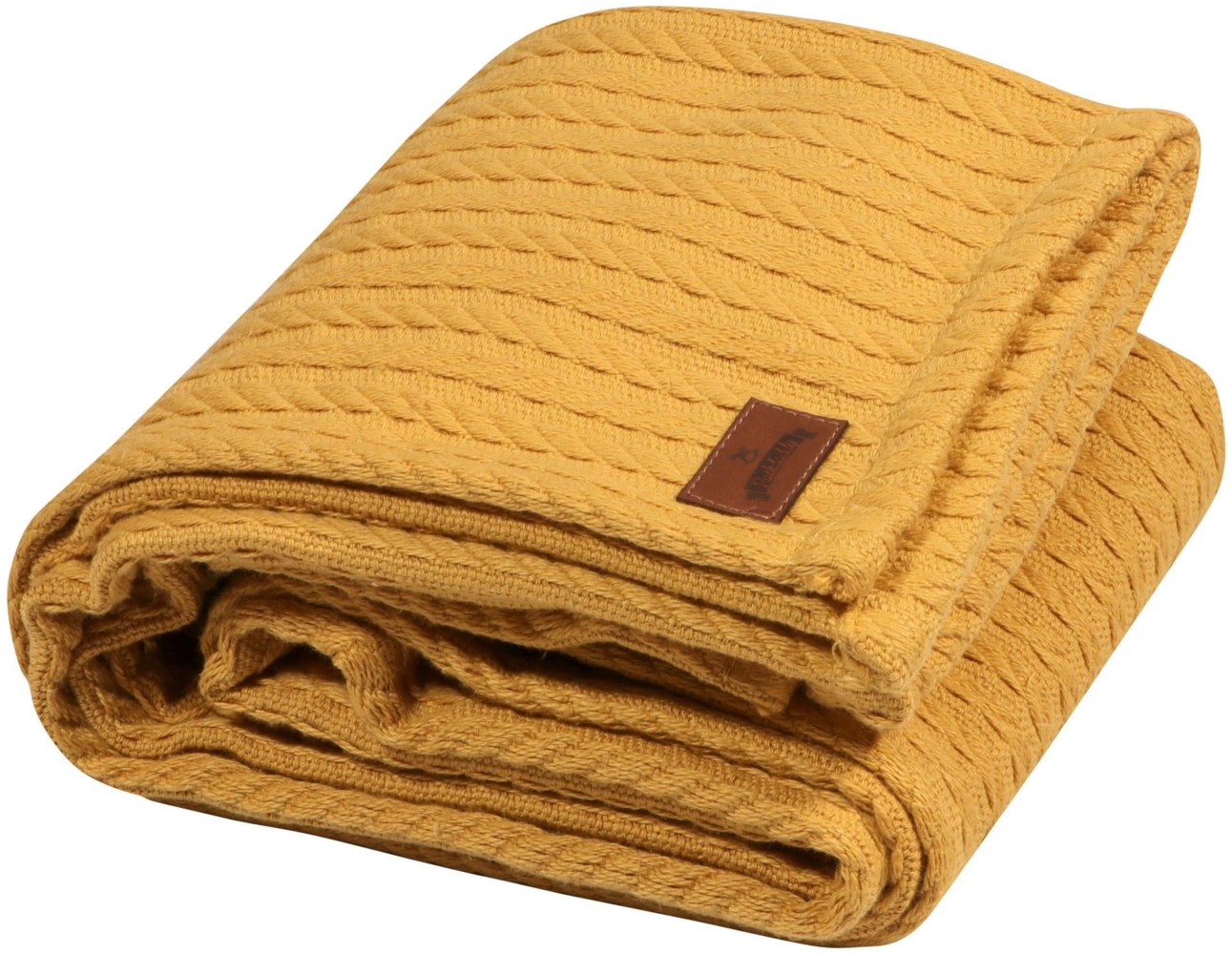 Strickdecke Maja Senfgelb Kuscheldecke 72x100cm Bild 1