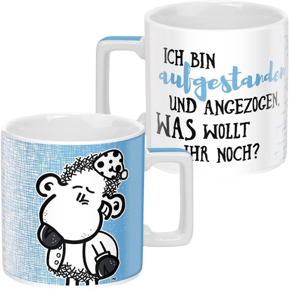 Sheepworld Tasse mit Spruch "Aufgestanden" | Sheepworld Wortheld-Tasse, Porzellan, 45 cl, Mehrfarbig | Tasse lustig, Sprüche-Tasse | 47770 Bild 1