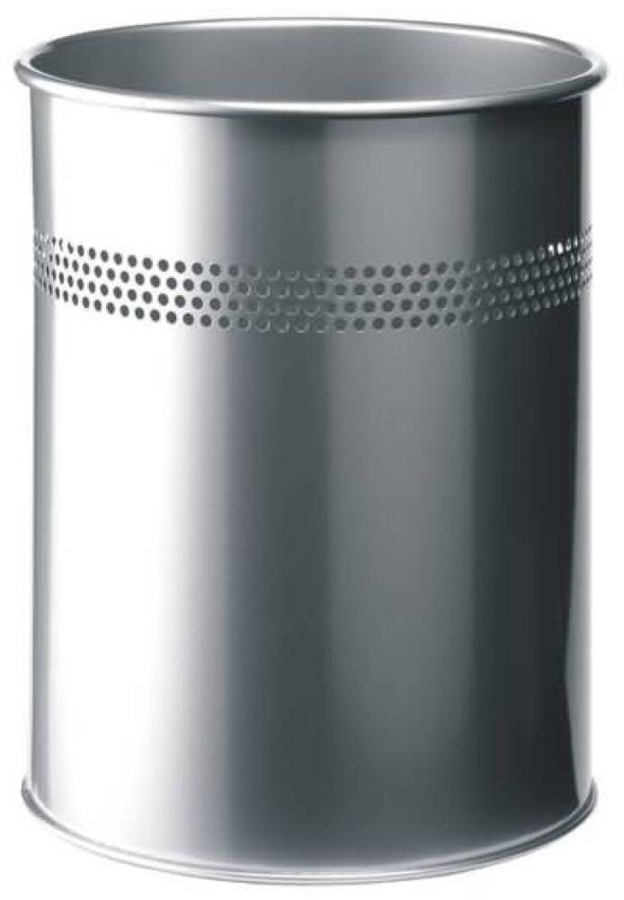 Papierkorb Metall rund 15 Liter, P 30mm, metallic silber Bild 1