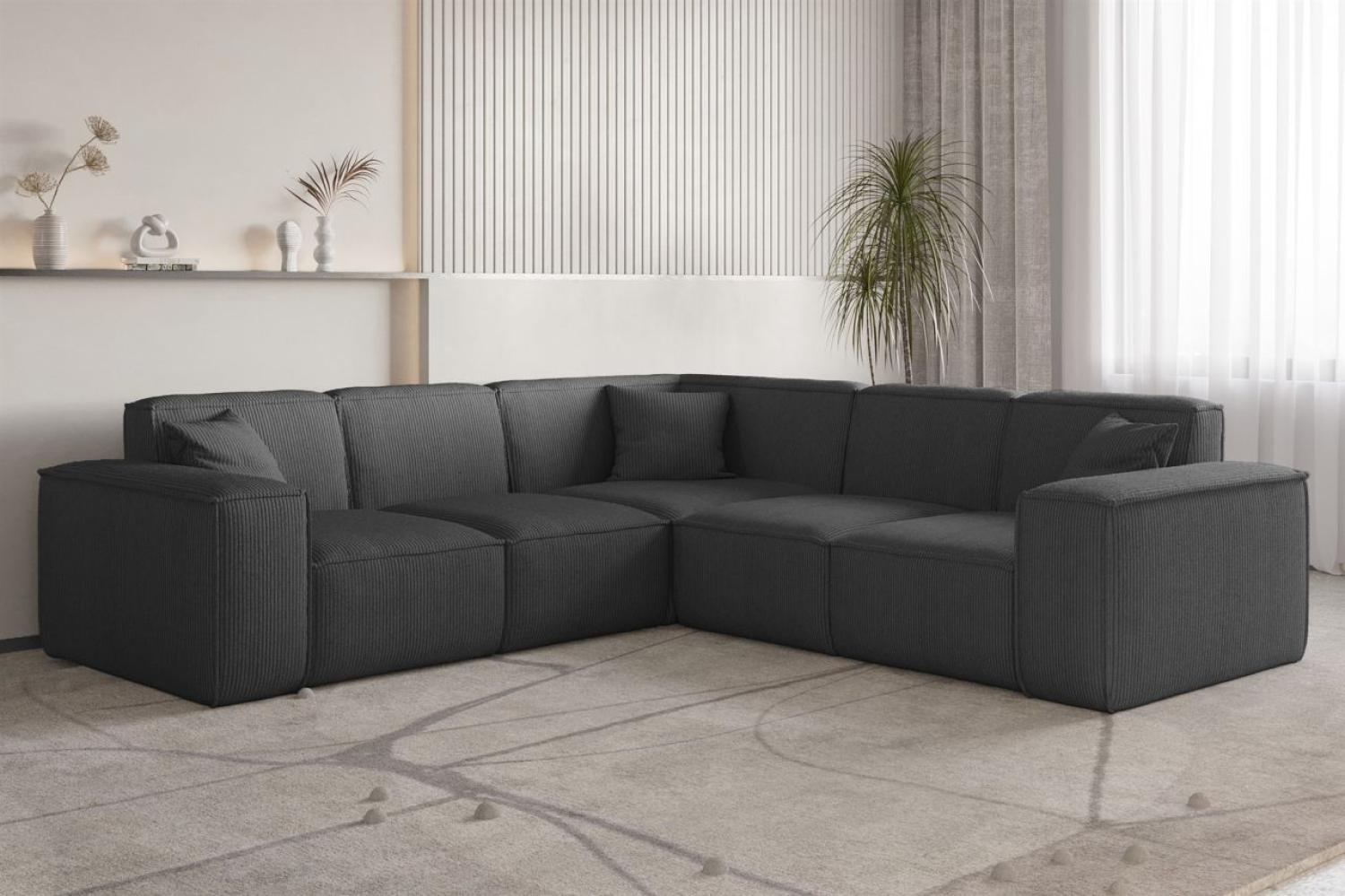 Ecksofa Designersofa CELES PREMIUM in Stoff Scala Anthrazit Seite Universal Bild 1