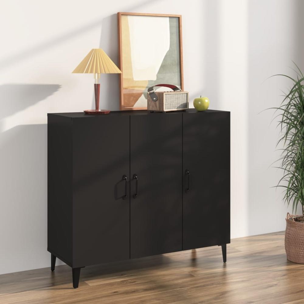 vidaXL Sideboard Schwarz 90 x 34 x 80 cm Holzwerkstoff [812502] Bild 1