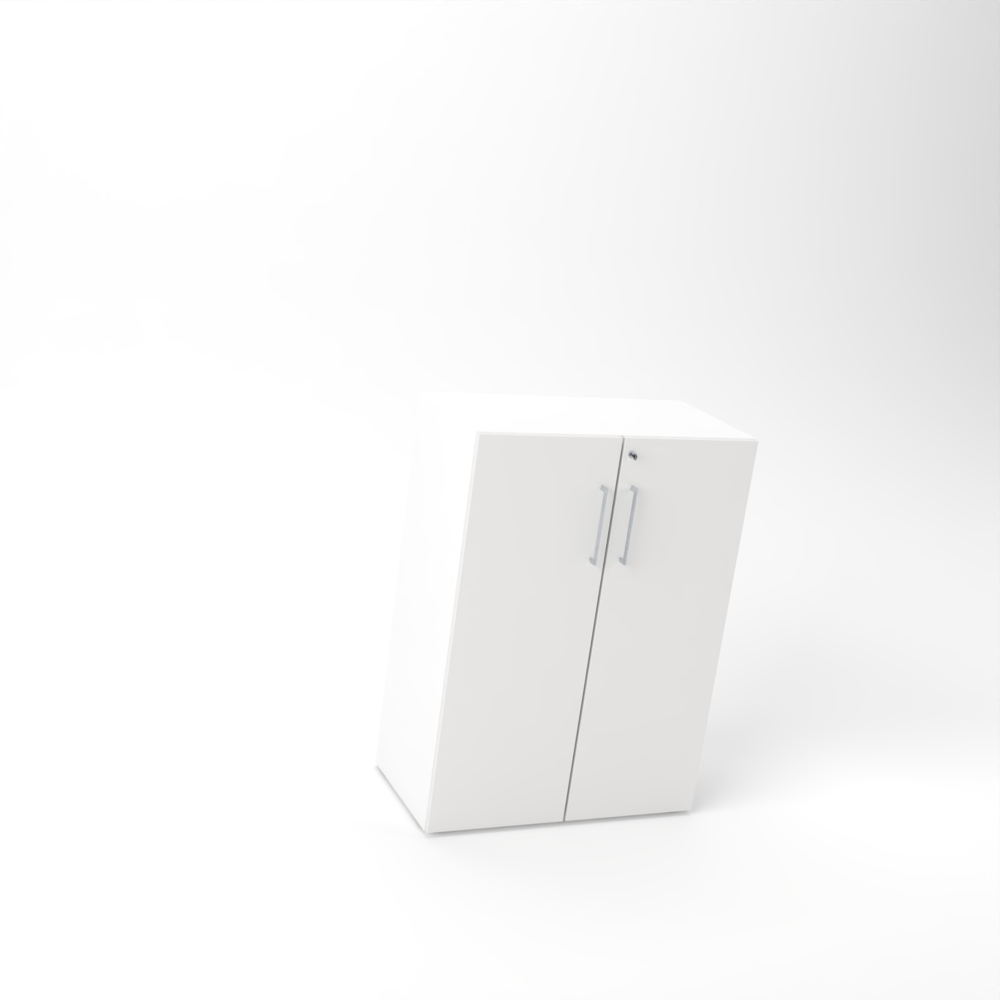 Rheinland Möbel Flügeltürenschrank Cabino 80×42×110 cm – abschließbarer Aktenschrank 3OH in Weiß/Grau mit 110° Drehtüren & Metallgriff Bild 1