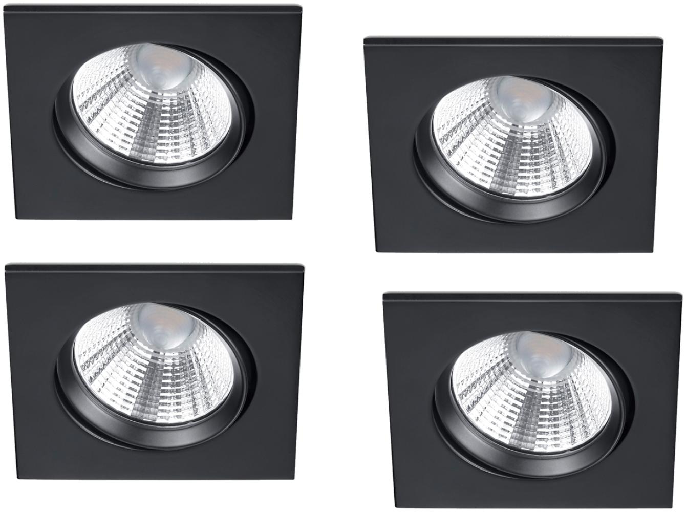 Eckige LED Einbaustrahler Decke im 4er Set schwenkbar dimmbar Schwarz matt 5,5W Bild 1