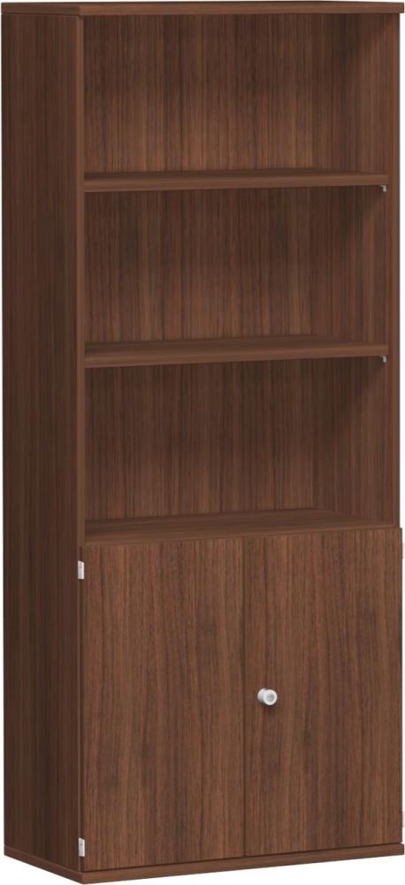 Modulschrank 1. + 2. OH Holztüren, 3. - 5. OH Regal, 80x42x192cm, Nussbaum Bild 1