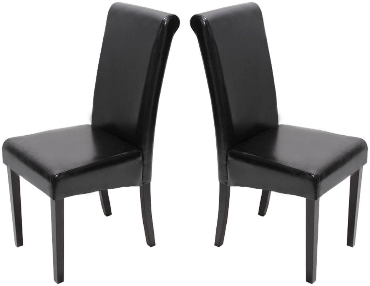 2er-Set Esszimmerstuhl Stuhl Küchenstuhl Novara II, Leder ~ schwarz, dunkle Beine Bild 1