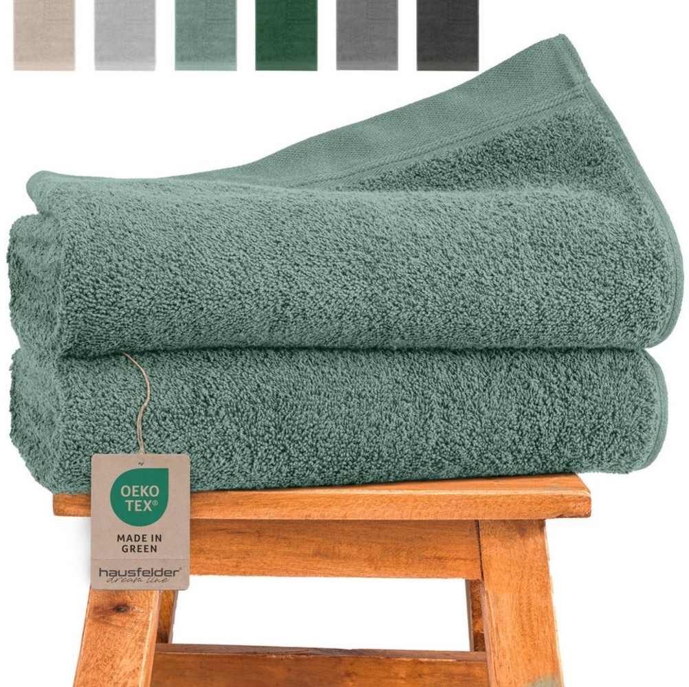 Hausfelder Handtücher Premium Duschtuch 2er Set (Hellgrün, 2 Duschtücher 70x140 cm), (Set, 2-St), 100% Baumwolle, weich, saugfähig, Uni-Farben Bild 1