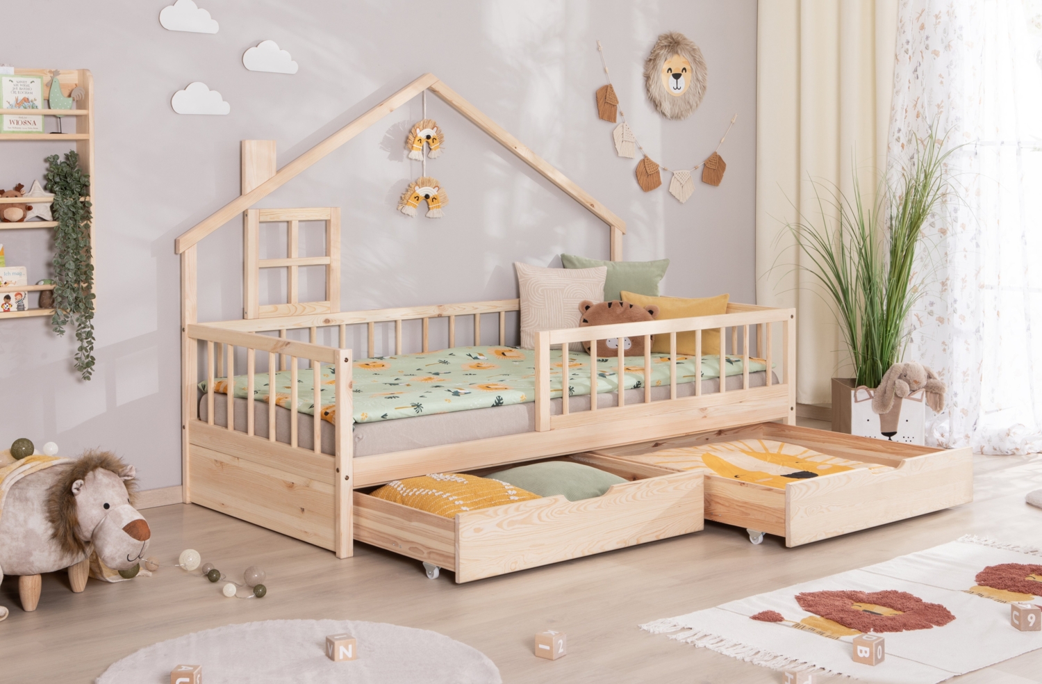 Hausbett Bodenbett "Loki" 90x200 Kiefer Massiv Bild 1