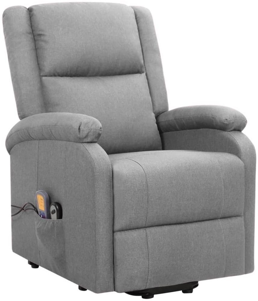vidaXL Massagesessel mit Aufstehhilfe Hellgrau Stoff 329709 Bild 1