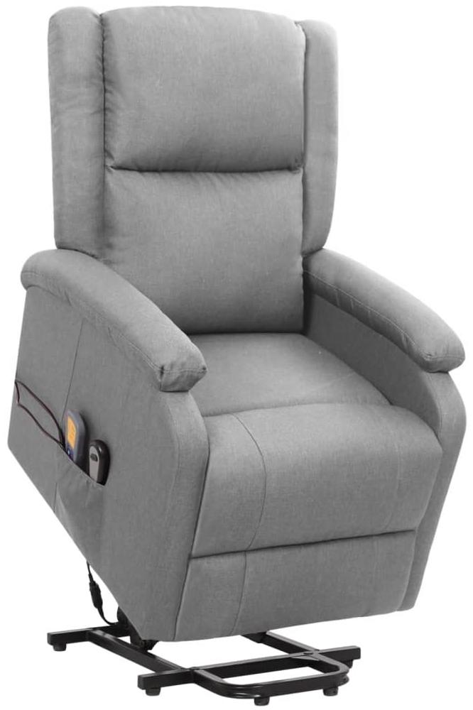 vidaXL Massagesessel mit Aufstehhilfe Hellgrau Stoff 329709 Bild 1