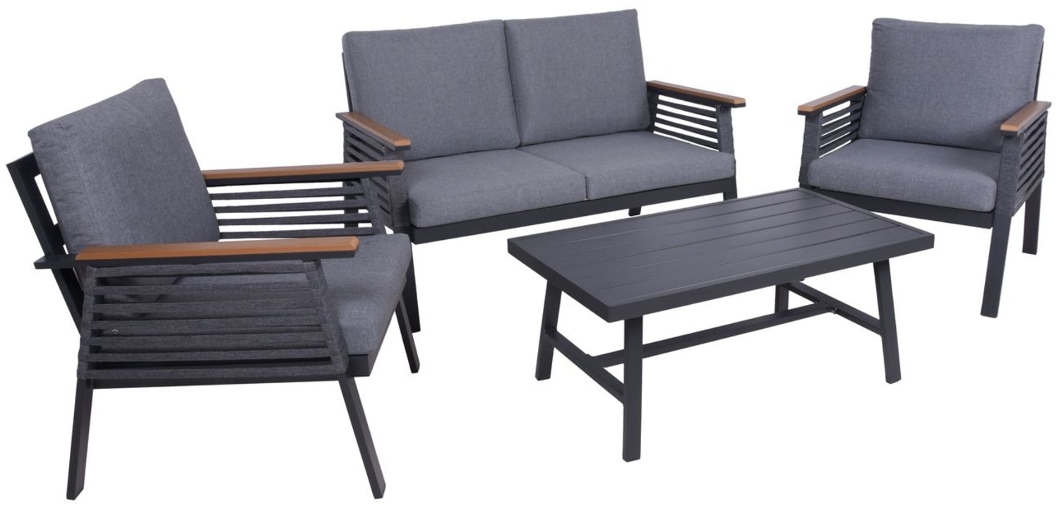 DENIA Lounge-Gruppe: Luxus-Outdoor-Set mit grauen Kissen und Tisch Bild 1