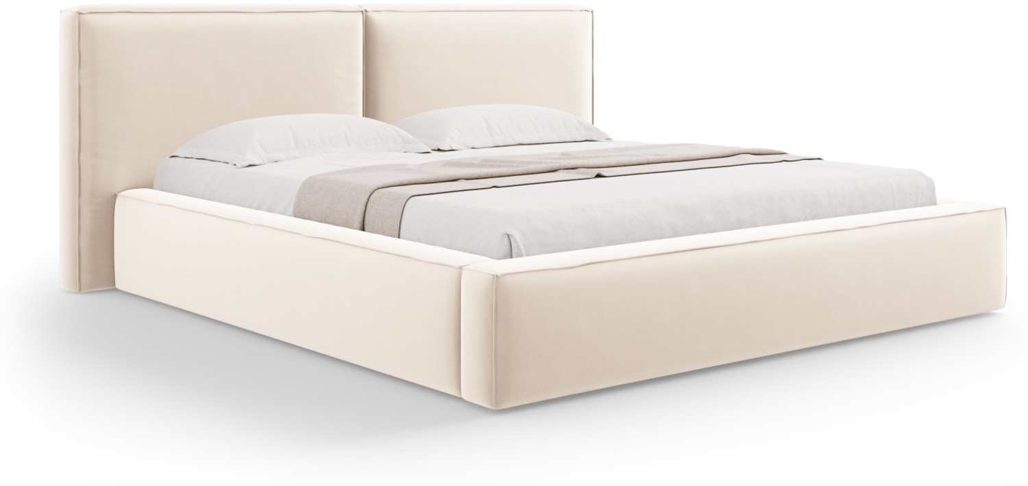 Micadoni Bett Jodie Samtstoff Bluvel Helles Beige 180x200 Bild 1