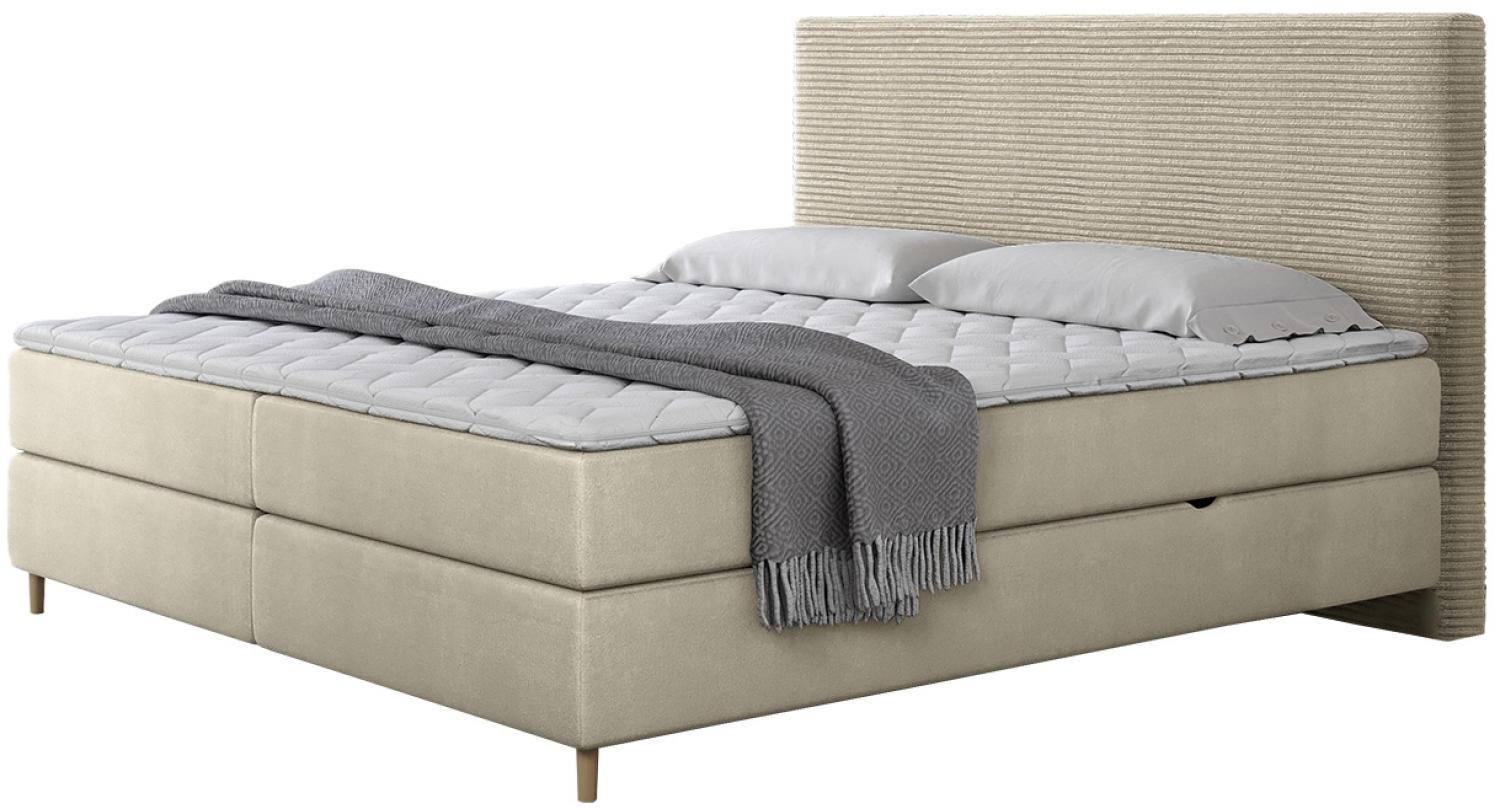 Boxspringbett Lorenka Cord, Beige, 160 x 200 cm Bild 1