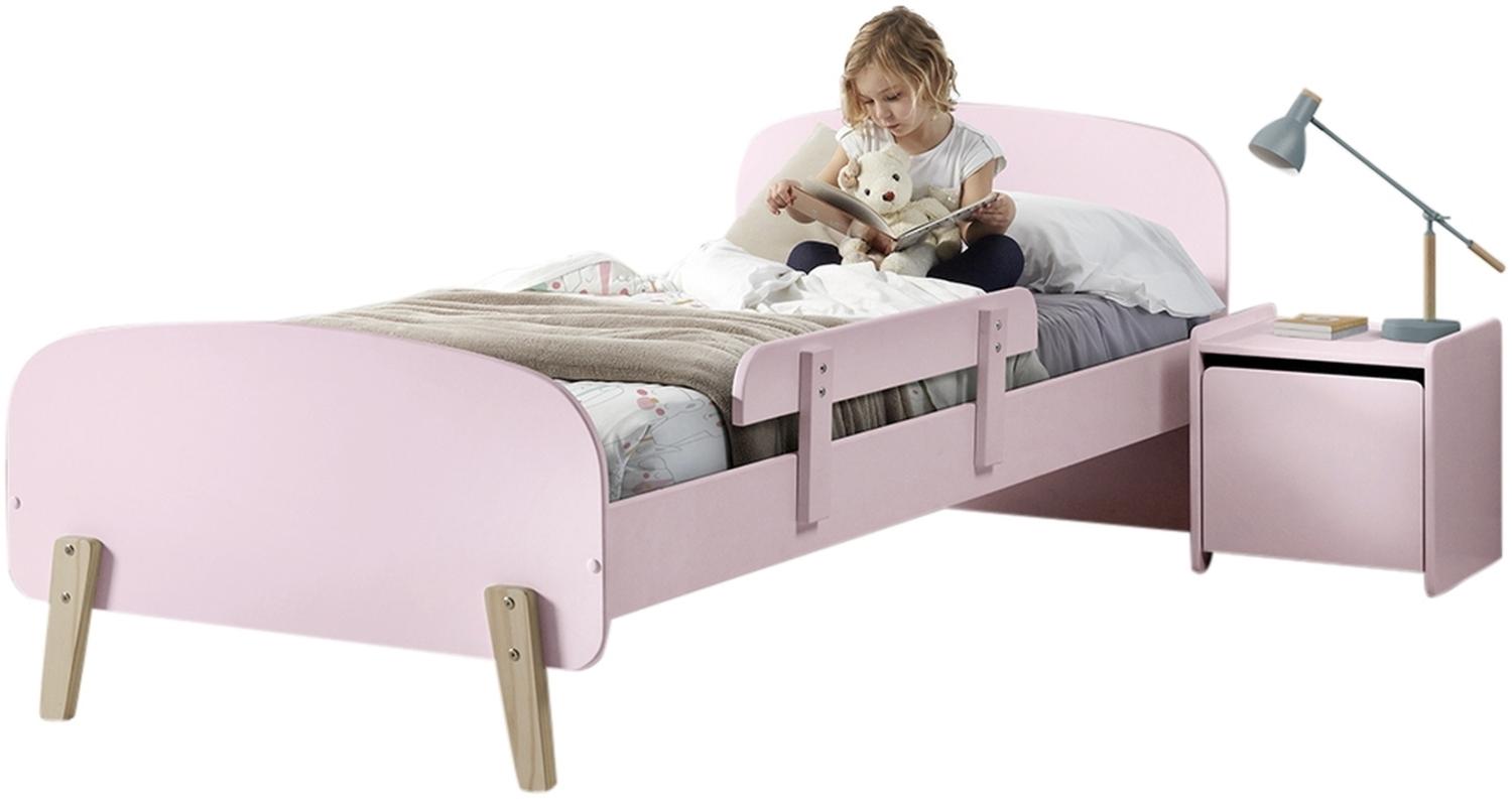 Kinderbett >KIDDY< in rosa aus Massiv Kiefer und MDF - 205,5x72,5x95cm (BxHxT) Bild 1