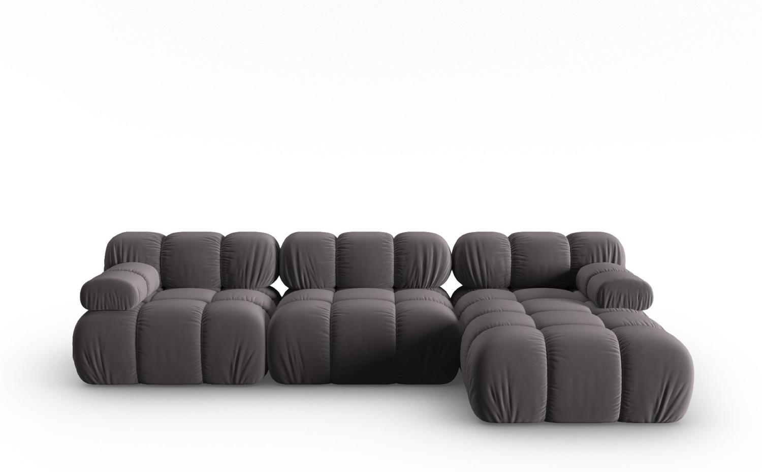 Micadoni Modulares Ecksofa Bellis 4-Sitzer Rechts Samtstoff Dunkelgrau Bild 1