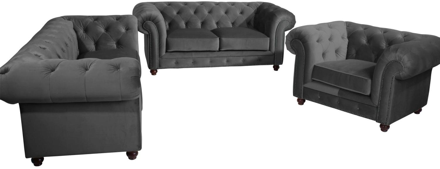 Sofa 2,5-Sitzer Kathe Bezug Samtvelours Buche nussbaum dunkel / anthrazit 22481 Bild 1