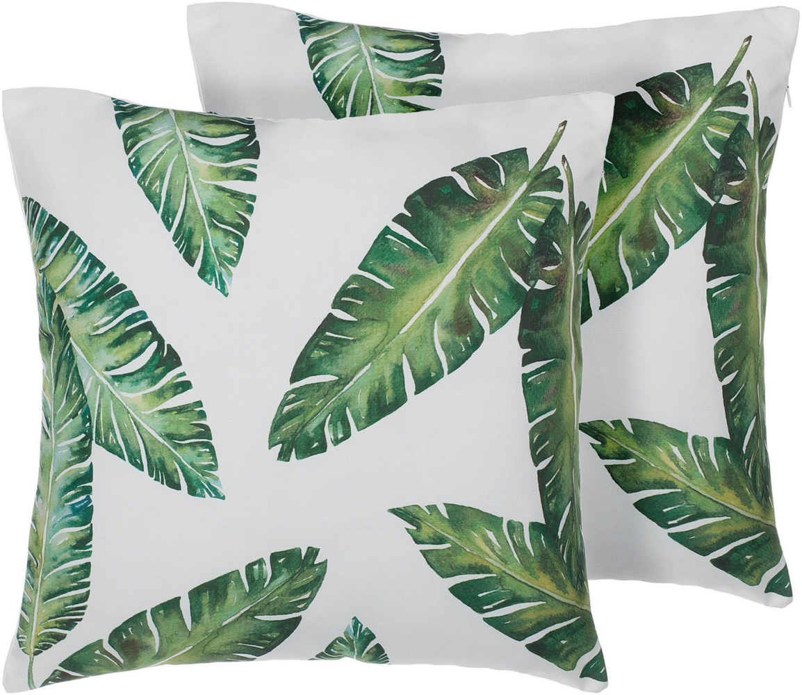 Kissen 2er Set Pflanzenmuster DIANELLA 45 x 45 cm Dunkelgrün Bild 1