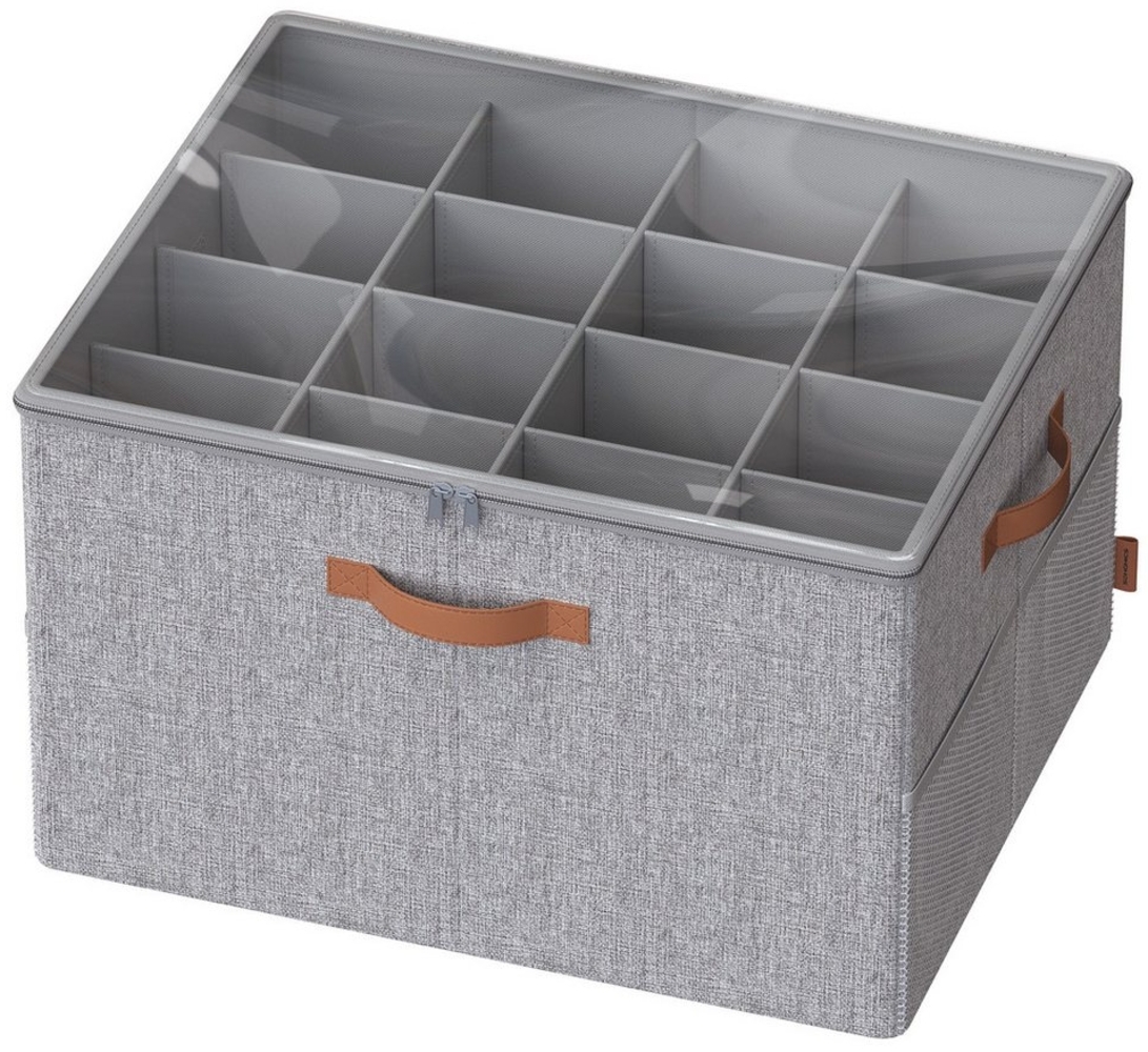 SONGMICS Schuh-Organizer, Schuhaufbewahrung, für 16 Paar Schuhe, Schuhbox, Griffe, platzsparend, Aufbewahrungsbox mit transparentem Deckel, anpassbar, für Schrank, taubengrau Bild 1