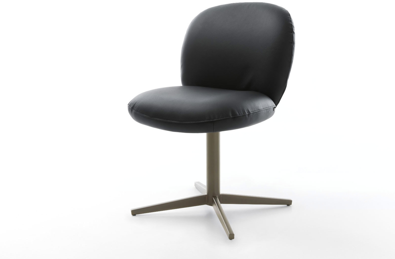 Drehstuhl Nube-Flex Echt-Leder Schwarz Fußkreuz Effektfinish Titan 360° drehbar Taschenfederkern Bild 1