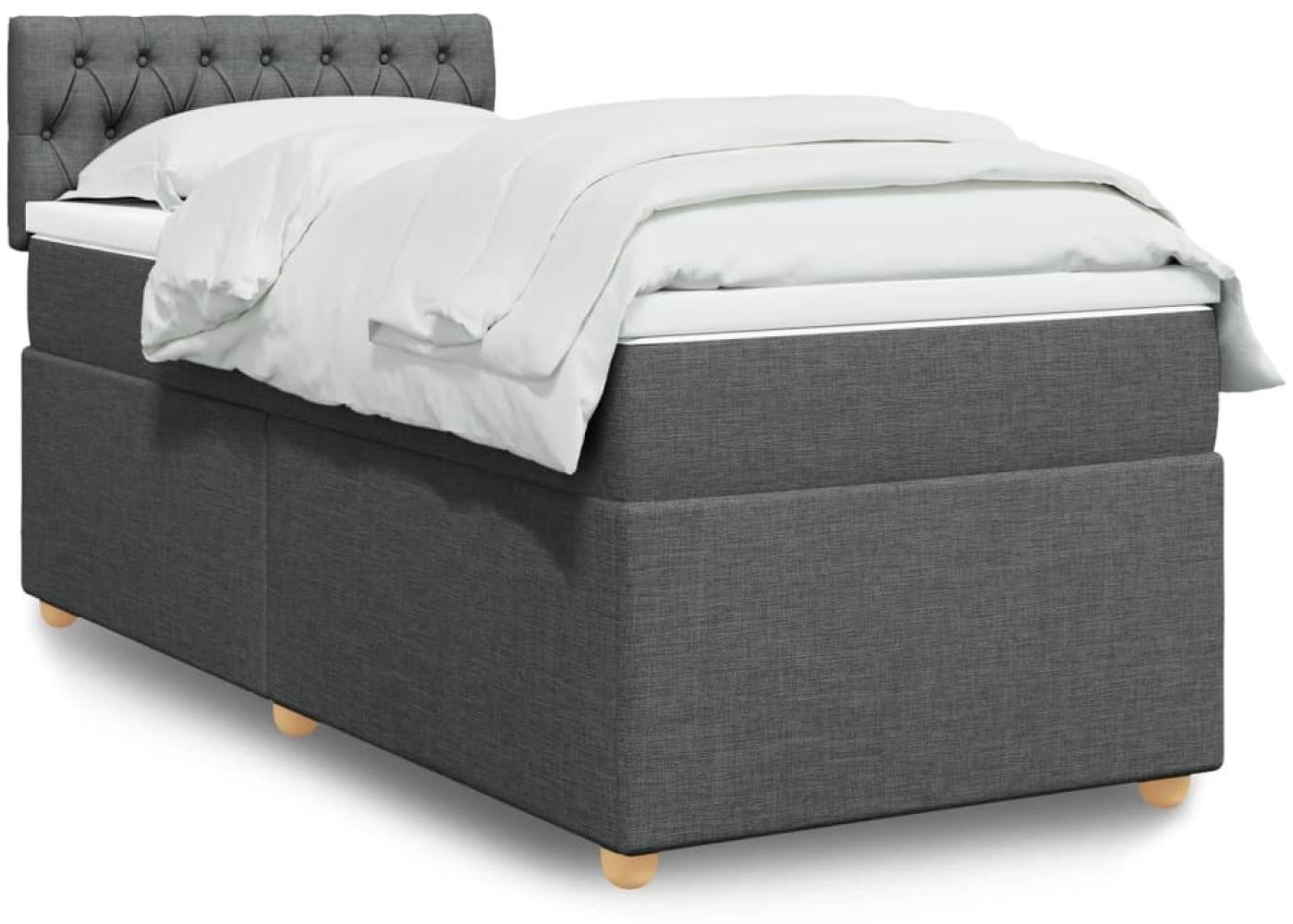 vidaXL Boxspringbett mit Matratze Dunkelgrau 80x200 cm Stoff 3288815 Bild 1