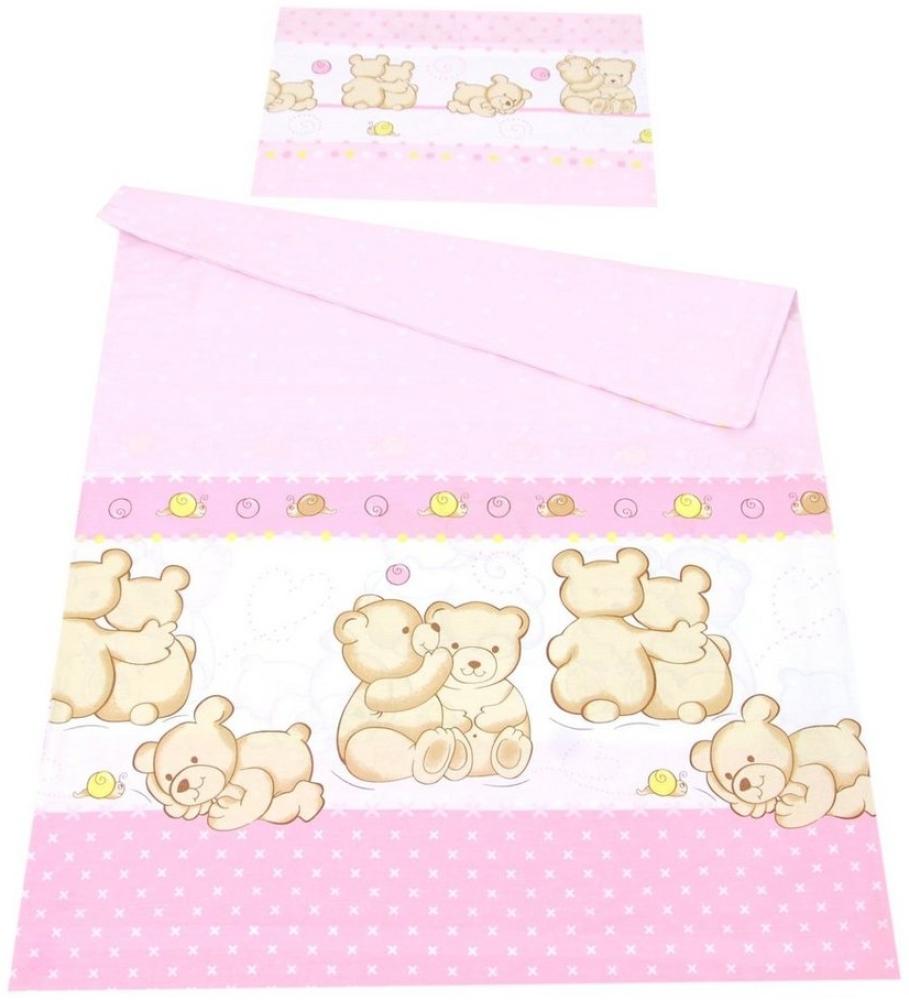 BABYLUX Kinderbettwäsche 2 Tlg. 90 x 120cm Bettwäsche Bettset Babybettwäsche (64. Teddybären Rosa) Bild 1