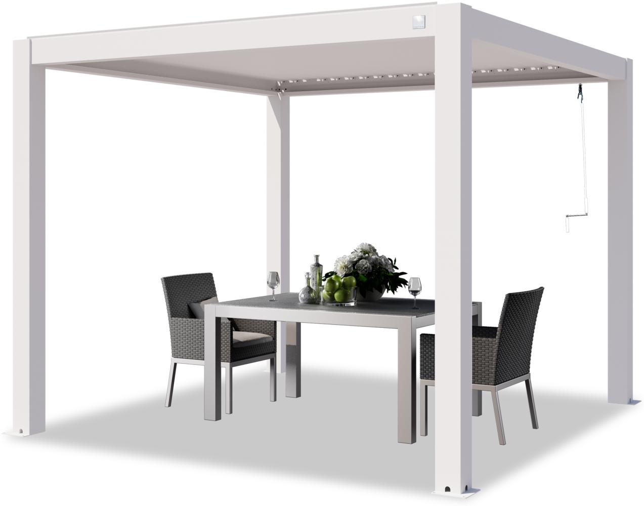 PRIMEYARD Pergola 3x3 m Aluminium Pfosten mit Lamellendach aus Aluminium weiße Terrassenüberdachung Bild 1