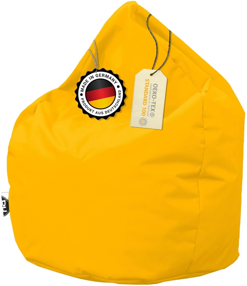 PATCH HOME Sitzsack Tropfenform – XL – Gelb, bequemer Sitzsack aus Luxus-Polyester-Gewebe, bereits befüllt Bild 1