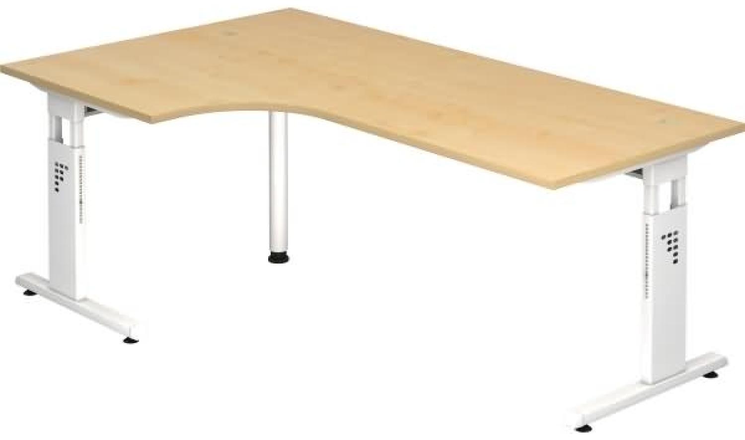 Winkeltisch OS82 C-Fuß 200x120cm 90° Ahorn Gestellfarbe: Weiß Bild 1