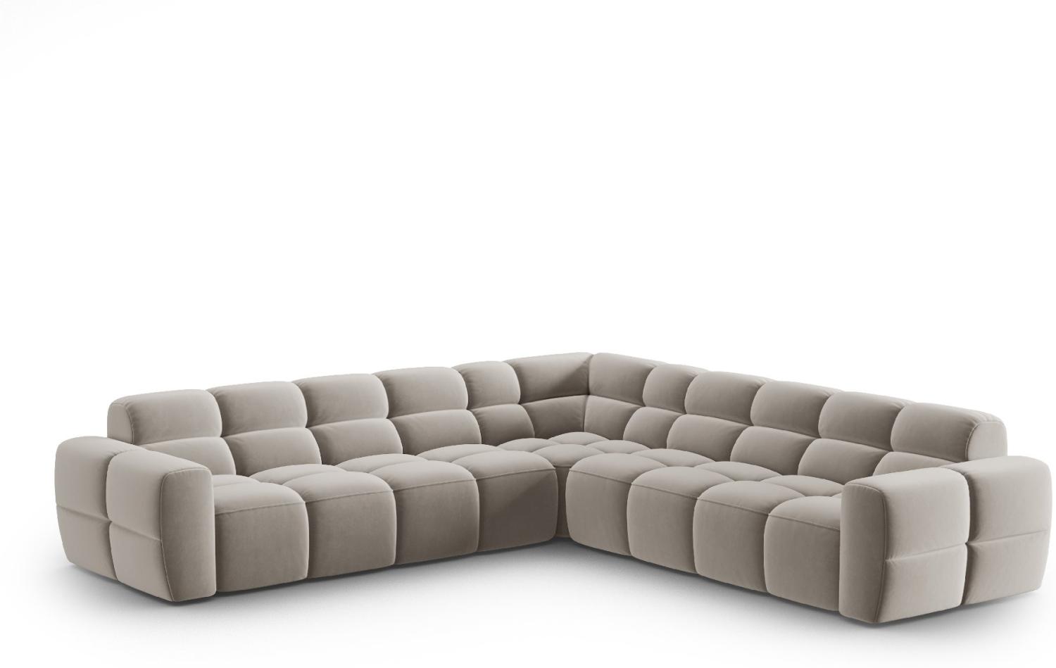 Micadoni Symmetrisches Ecksofa Lisa 5-Sitzer Samtstoff Helles Beige Bild 1