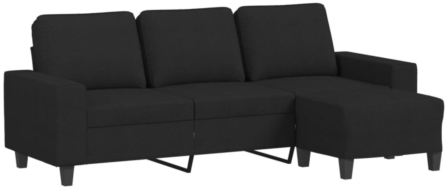 vidaXL 3-Sitzer-Sofa mit Hocker Schwarz 180 cm Stoff 3201155 Bild 1