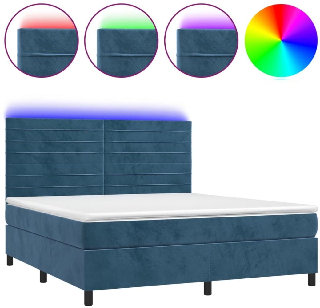 vidaXL Boxspringbett mit Matratze & LED Dunkelblau 180x200 cm Samt 3136201 Bild 1