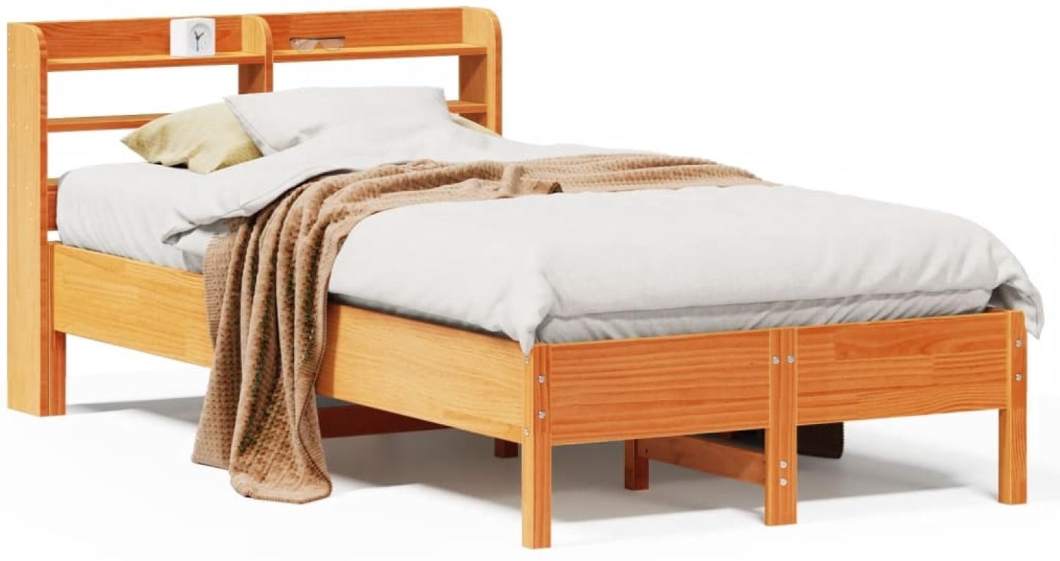 vidaXL Massivholzbett ohne Matratze Wachsbraun 100x200 Kiefernholz 3306896 Bild 1