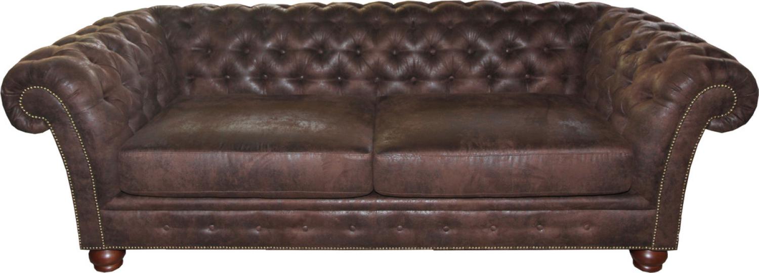 Casa Padrino Limited Edition Designer Chesterfield 3-er Sofa Braun B 226 cm Bild 1