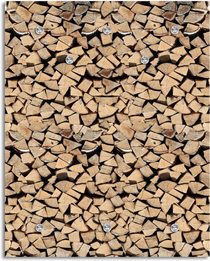 Queence Garderobe - "Firewood" Druck auf hochwertigem Arcylglas inkl. Edelstahlhaken und Aufhängung, Format: 100x120cm Bild 1