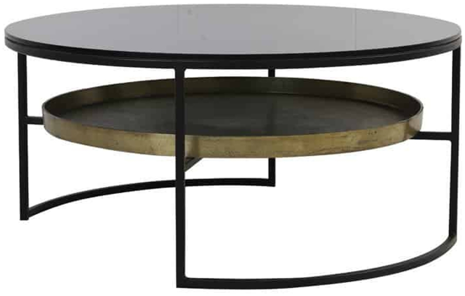 Couchtisch ROWDY von Light & Living Ø88x40 cm Glas Schwarz-Antik Bronze Bild 1
