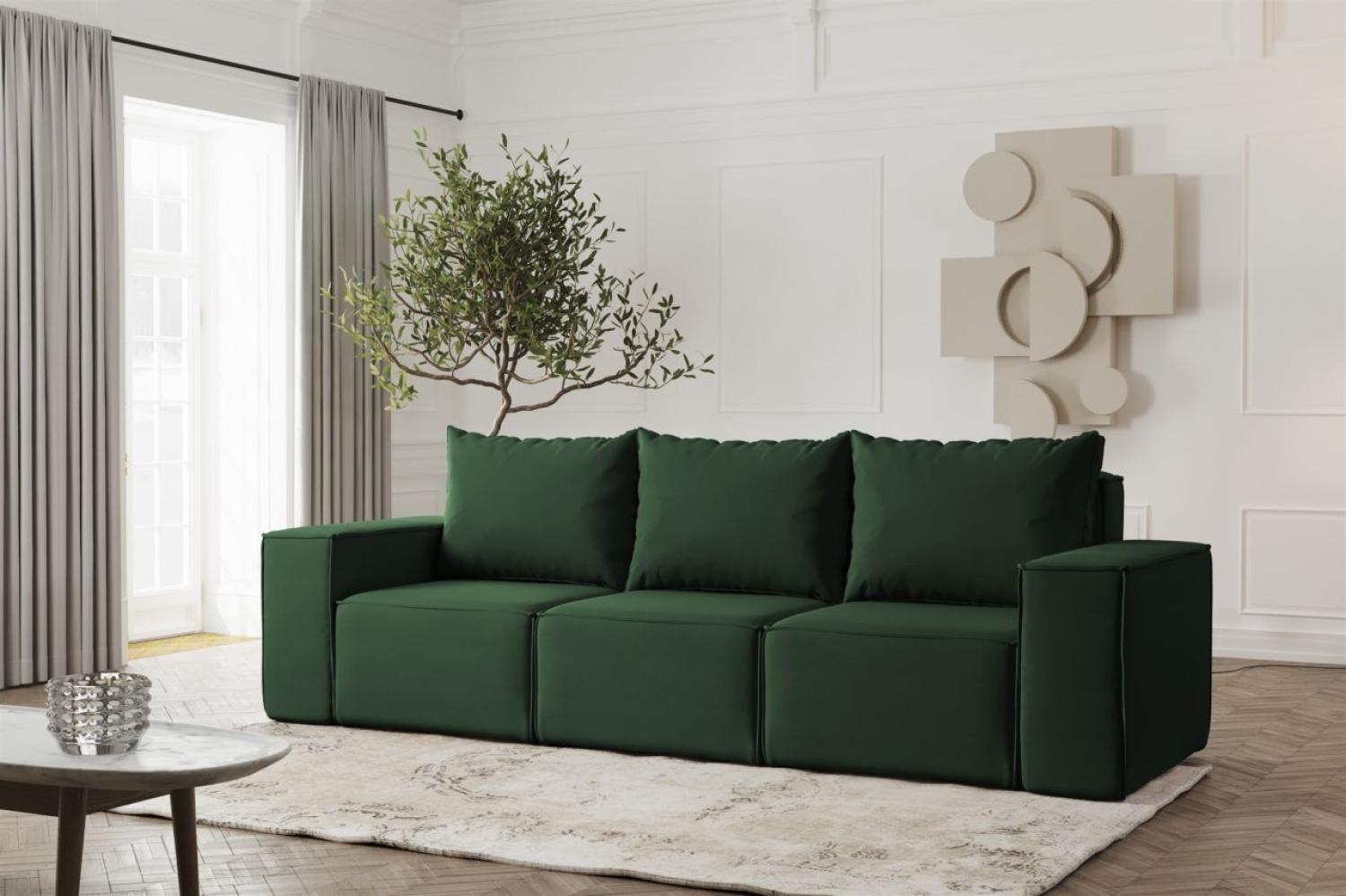 Sofa Designersofa ESTELLE 3-Sitzer in Stoff Opera Velvet Dunkelgrün Bild 1