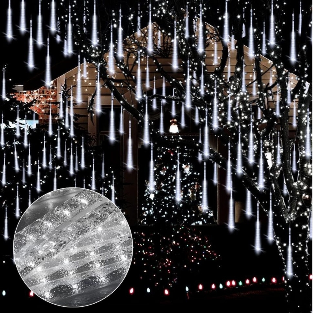 LMaxhome Lichterkette LED Weihnachtsdeko Meteorschauer Röhre Regenlichterkette Wasserdicht, 30/50CM Schlauch Außen Garten Party Weihnachtsbaum Icicle Lichterregen Bild 1