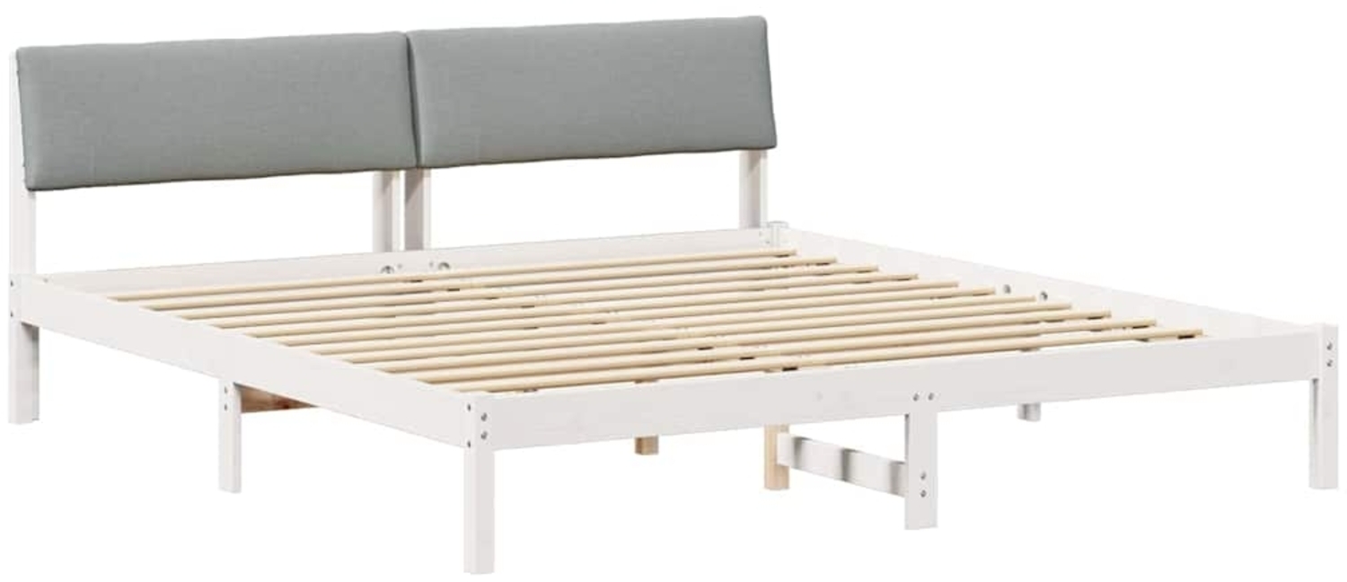 vidaXL Bettgestell Weiß und Hellgrau 180 x 200 cm Massivholz Kiefer 3394337 Bild 1