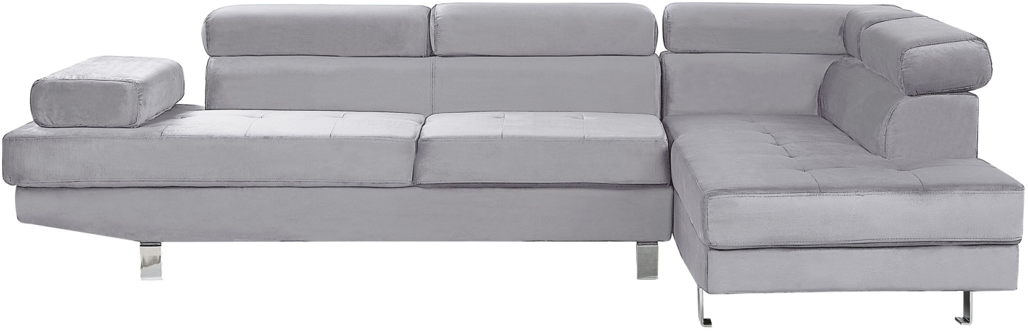 Ecksofa Samtstoff grau NORREA Bild 1