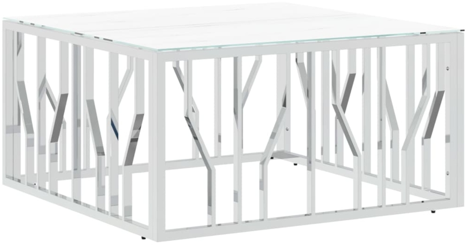 vidaXL Couchtisch Silbern 80x80x40 cm Edelstahl und Glas 350059 Bild 1