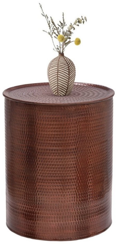 WOMO-DESIGN Beistelltisch Porvoo Sofatisch Wohnzimmer Couchtisch Wohnzimmertisch Loungetisch, Rund Ø40x50cm Kupfer Unikat Aluminium Hammerschlag Design Vintage Bild 1