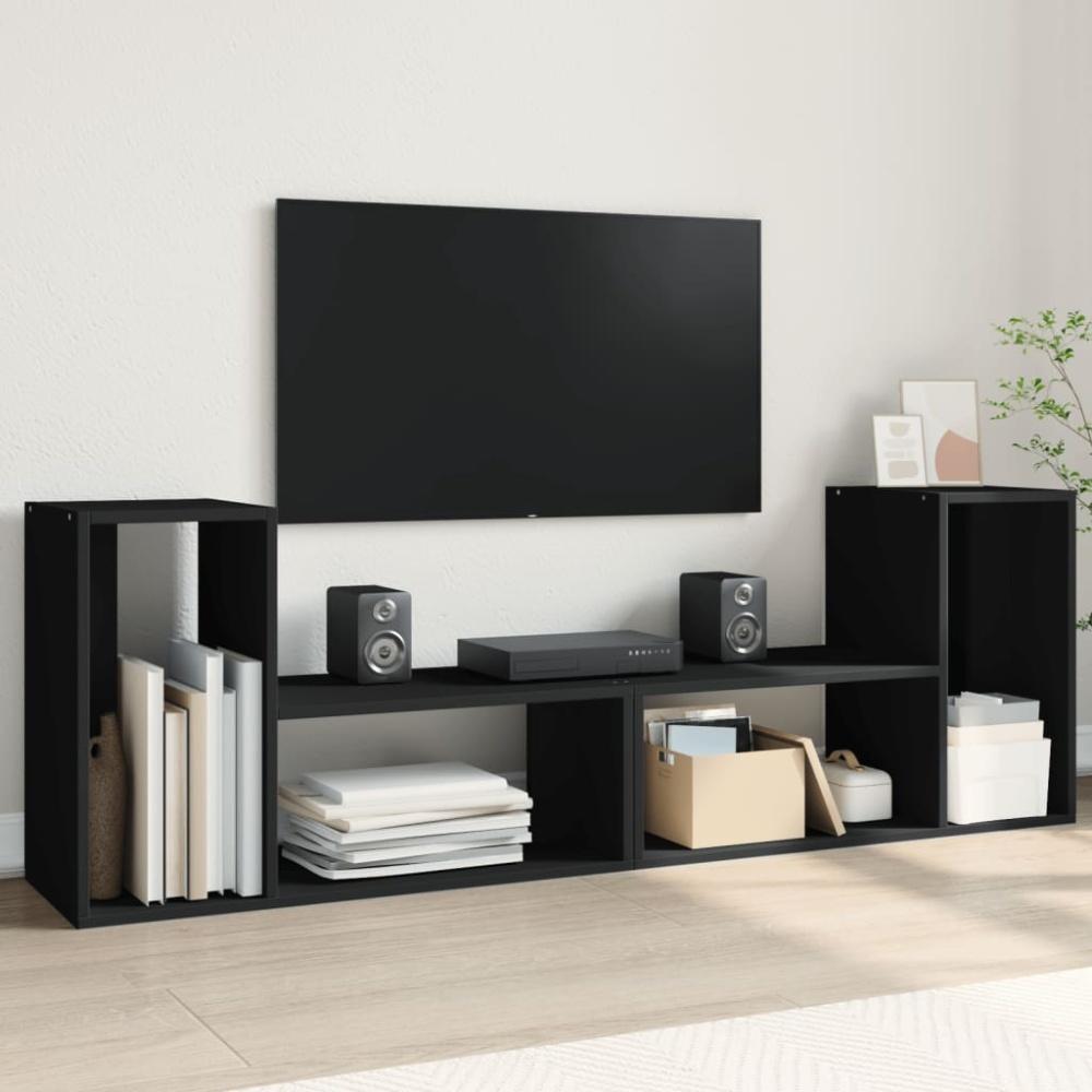 vidaXL TV-Schränke 2 Stk. Schwarz 75x30x50 cm Holzwerkstoff 840787 Bild 1