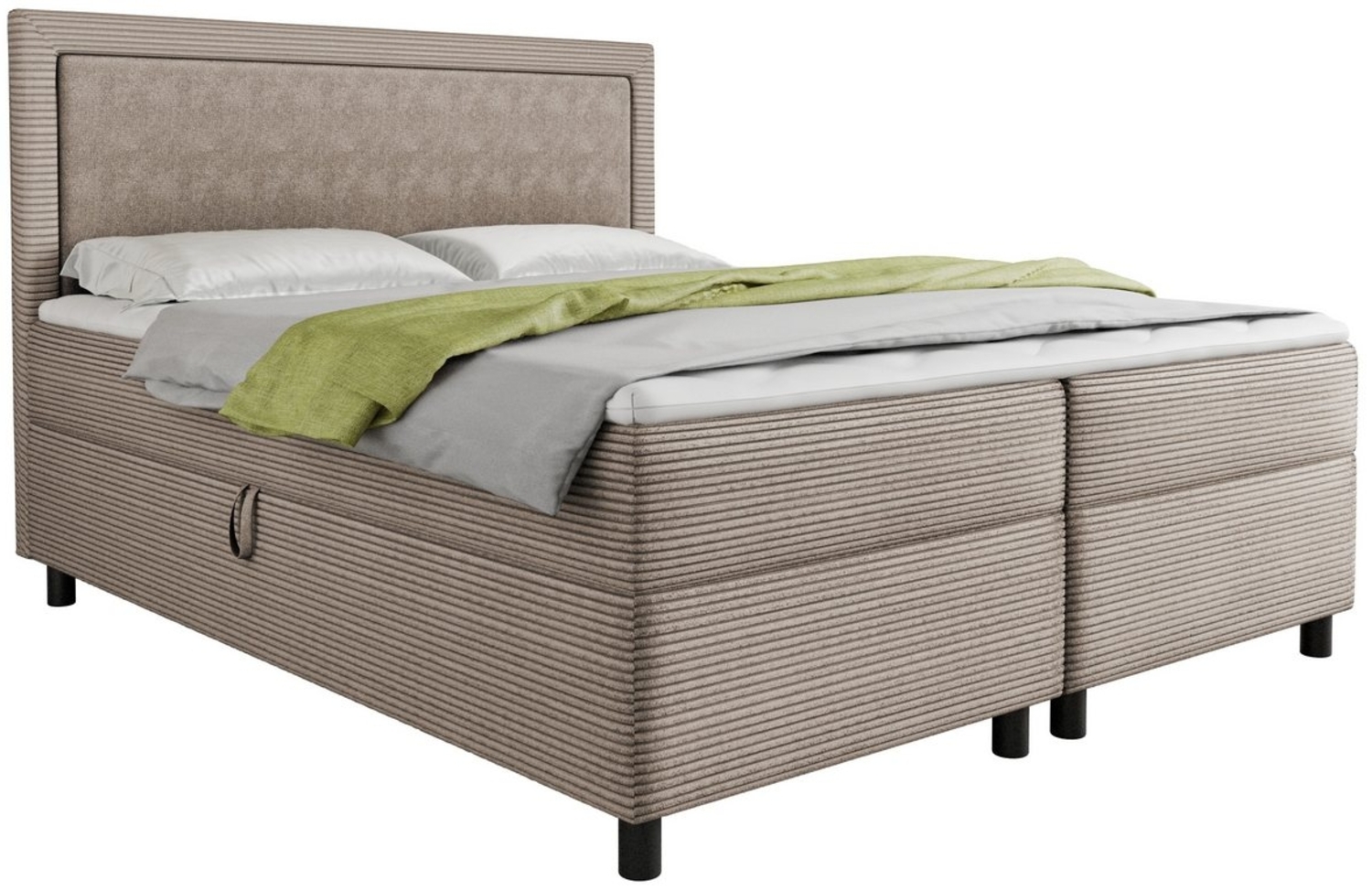 Deine Möbel 24 Boxspringbett LARS 120x200 140x200 160x200 180x200 200x200 cm (Bonell-Federkernmatratzen H3 Taschenfederkernmatratzen 7 Zonen H4, 3-St, Polsterbett Komplettbett Bett Schlafzimmer inkl. Topper), Beige Grau Graphit Anthrazit Schwarz Graphi... Bild 1