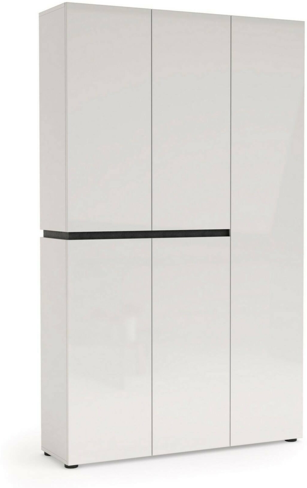 Dmora Valletta Schuhregal, Schuhschrank, Mehrzweck-Garderobe für den Eingangsbereich, Schuhschrank, Made in Italy, 120 x 34 x 200 cm, Weiß und Anthrazit glänzend Bild 1