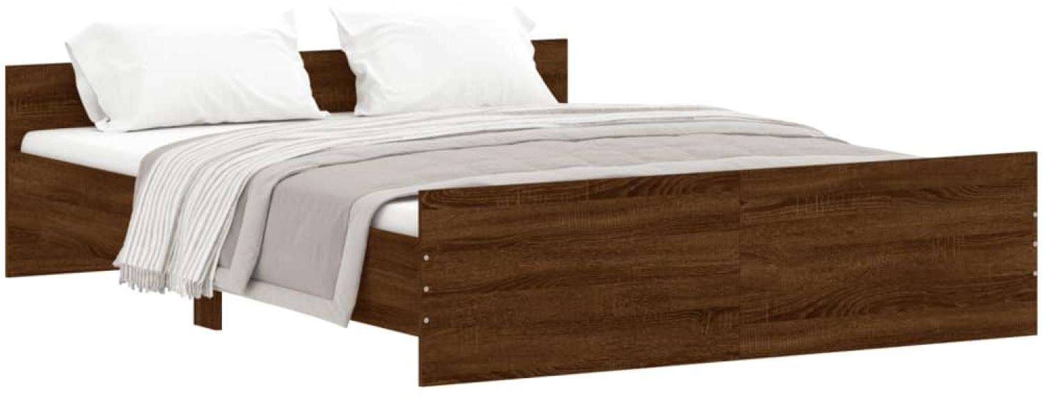 vidaXL Bettgestell mit Kopf- und Fußteil Braun Eiche-Optik 160x200 cm 3203767 Bild 1