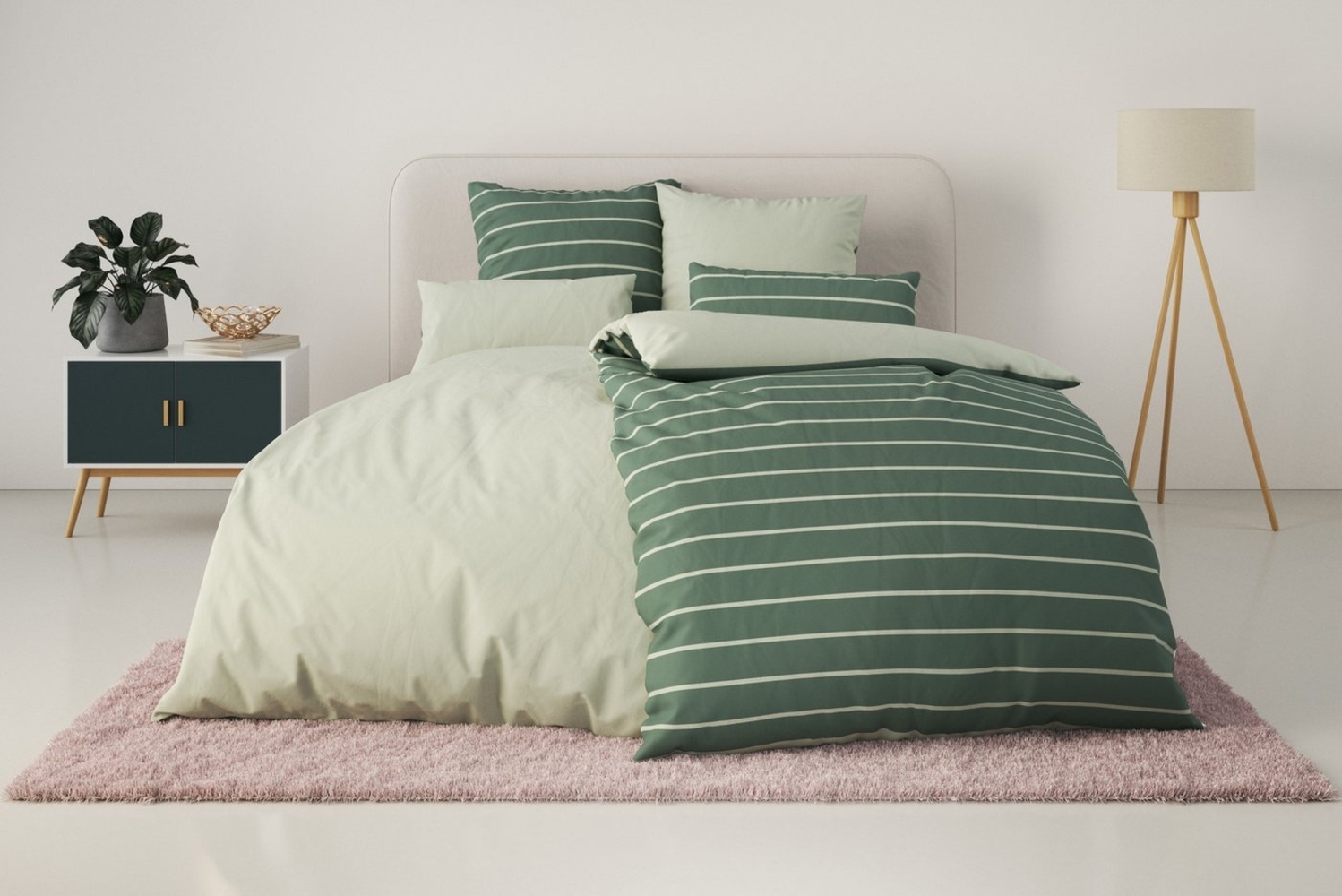 my home Bettwäsche Katja, Linon, 2 teilig, Bettwäsche aus Baumwolle, Bettwäsche mit Streifen-Design, Wendeoptik Bild 1
